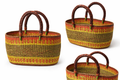 Handwoven African Basket with Leather Handles