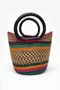 Handwoven African Basket with Leather Handles