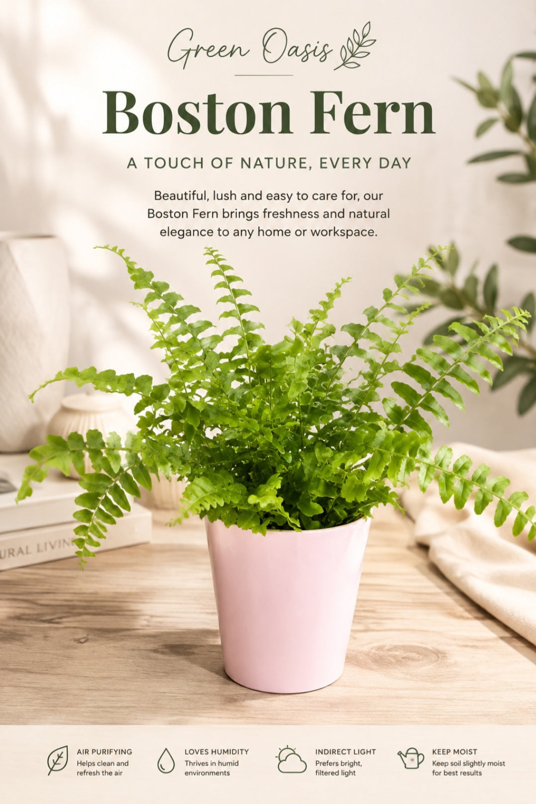 🌿 Boston Fern – A Touch of Nature