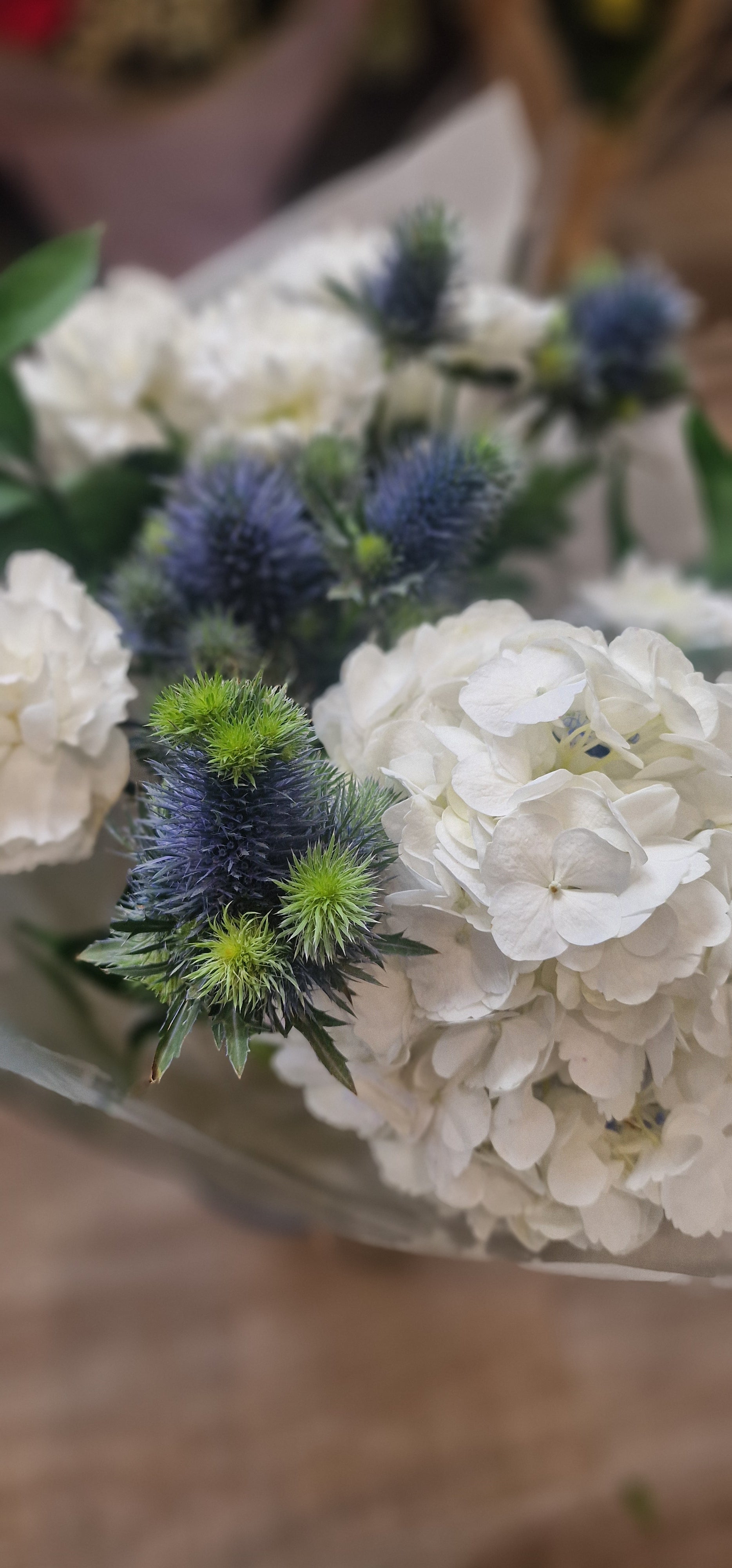 Elegant White & Blue Floral Bouquet