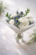 Elegant White & Blue Floral Bouquet